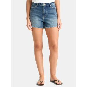 Time and Tru Women's Destructed 4" Denim Short, Size 16, Relaxed Fit, High Rise